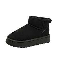 Snow Boots for Women In Winter Short Tube with Plush and Thick Bread Shoes Fashionable and Versatile Waterproof and Anti Slip Cotton Shoes 36 black