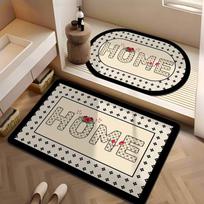 Bathroom Floor Mat Diatom Mud Absorbent Quick-drying Foot Mat Non-slip Anti-drop Toilet Easy To Manage Household Bathroom Carpet 40 * 60 [rectangle] + 40 * 60 [ellipse] white