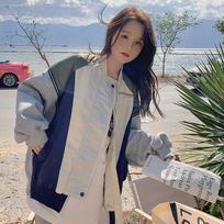 Baseball Uniform for Women Spring and Autumn New Design Niche Korean Style Loose and Versatile Student Jacket S smėlis