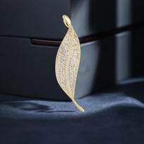Zircon Leaf Brooch High-End Suit Coat Jacket Leaf Pin Simple And Versatile Accessories Electroplated real gold auksas