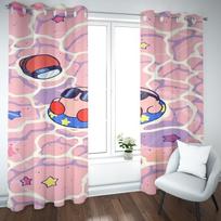 Kirbis Animacinis Namas 3D Spaudas Mielas Stilius Rožinė Dekoracija Poliesteris Langų Užtemdymas Vaikų Miegamasis Svetainė 100x140cm&Grommet Top