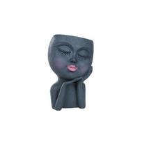 Creative Face Flower Pot Smooth Edge Drainage Decorative ADM pilka