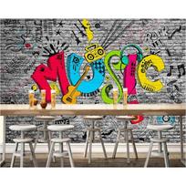Plytų Sienos Grafiti 3D Tapetai Raidė Abstrakus Freskos Baras KTV Fono Sienos 3D Tapetai 250 cm(W) x 160 cm(H) black