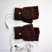 USB Vientisos spalvos elektrinės šildomos pirštinės Pusės pirštų megztos kokybiškos pastorintos žieminės šiltos šildomos pirštinės One Size Double Sided Palm Back Heating black