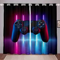 Luxury Game Player Printing Handle Gamepad Boy Kid's Window Curtains Blinds for Living Room Bedroom Kitchen Door Home Decor 2Pcs W50 X H130(CM)X2&Grommet Top blue