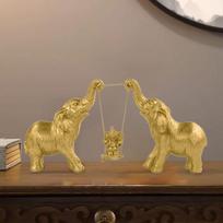 Dramblio statula Gyvūno skulptūrų kolekcija Kūrybinga dervos figūrėlė, Stalviršio dekoras palangei Style B Golden beige