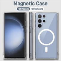 Samsung Galaxy S22 S23 S24 S25 Ultra Transparent Case Wireless Charging Magnetic Shockproof Anti-Slip Cover Samsung Galaxy S22