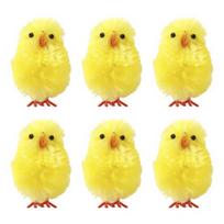Velykų viščiuko ornamentas geltonas medvilninis rutulinis vištienos pūkuotas viščiuko papuošimas namų biurui Velykų vakarėlis Velykų krepšelio užpildas 6pcs yellow