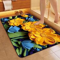 3D gėlių skersinis vonios grindų kilimėlis – neslystantis, greitai džiūstantis, vandenį sugeriantis kilimas 40*60cm yellow