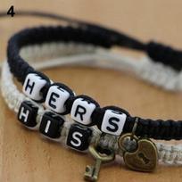 2 vnt. Hers His Braid poros apyrankės dovanų raktų pakabukų mėgėjų apyrankės One Size gray