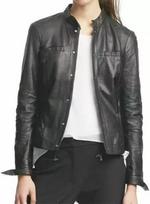 Genuine Soft Lambskin Leather Shirt Women Black Stylish Handmade Casual Formal S juoda