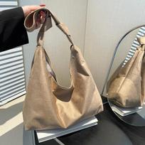Velvet pure color tote bag fashion knot hand-held large-capacity casual simple strapping shoulder bag black