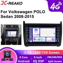 2 DIN Android 12 automobilinis radijas Volkswagen VW polo 5 sedan 2008 - 2020 Multimedia grotuvas Carplay Stereo GPS 4G 8 branduolių DVD pagrindinis įrenginys Wifi 8 core 4GB+64GB black