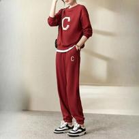 Sweatpants Sweater Suit Women's Spring Autumn Fashion Casual Sportswear Running Two-piece Suit XXXXL raudona