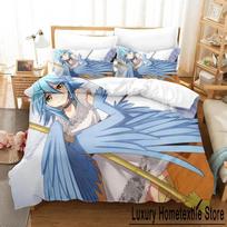 New 3D Everyday Life with Monster Girls Bedding Set Cartoon Anime three-piece set Adult Kid Bedroom Duvet cover Sets king size 70x133cm 2pcs gray