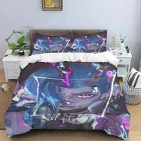 3D Print Jinx Arcane Bedding Set Duvet Cover Bed Set Quilt Cover Pillowcase Comforter king Queen Size Boys Adult Bedding Set AU Double(180x210cm) gray