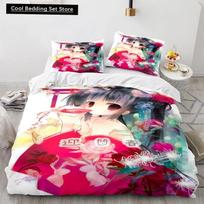 Anime Kawaii Seksualios Merginos Patalių Komplektas, Antklodės Užvalkalas Antklodė Lovos Komplektas Antklodės Užvalkalas Pagalvės Užvalkalas, Karališko, Karališkojo, Viengulio Dydžio Berniukams Mergaitėms Suaugusiems EU single(135x200cm) black