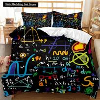 New Math Equation Duvet Cover Set Queen Size Mathematics Formula Bedding Set Boy Girl Educational Soft Polyester Comforter Cover EU Single 135x200cm white