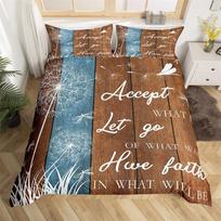 Dandelion Floral Duvet Cover King Queen Wooden Plank Farmhouse Comforter Cover Microfiber Dragonfly Botanical Weed Bedding Set 135x200cm 2pcs