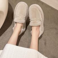 Žiemos Naujas Stilius Lengvas Burnos Karoliukais Vienspalviai Plisuoti Plokščiapadžiai Madingi Universalūs Šilti Moteriški Batai Plisuoti Retro Zapatos 40 juoda