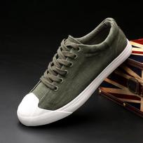 Cowboy Fashion Men Canvas Shoes Low Top Lace Up Male Casual Shoes Round Toe Spring and Autumn Rubber Flat Shoes Lu1 35 7 žalia