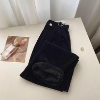 Korean Fashion Baggy All Match Black Pant Plus Size Retro High Waist Corduroy Pants Women Spring Fall Straight Casual Full Length Trousers XXL juoda