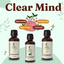 Heroot Clear Mind Aromatherapy Combo | Rosemary, Peppermint & Frankincense Pack = 15 ml