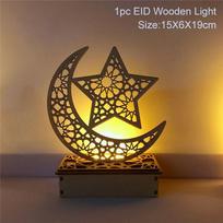 EID Mubarak Medinis pakabukas su LED žvakių šviesa namų dekoracijoms Islamiška musulmonų vakarėlio Eido dekoracija Kareem Ramadanas brown
