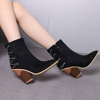 Krazing Pot Polyurethane Autumn Winter Shoes 47 Size 48 Super Size Wedges Pointed Toe Metal Chains Leopard Ankle Boots 34 juoda