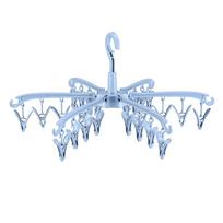 Portable Drying Rack Windproof Children's Multi Clip Sock Hang Folding Clothes Hanger Folding Storage Plastic Drying Socks Rack white