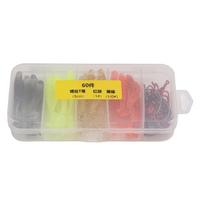 60pcs/box Soft Bait Fishing Lures Kit with Stainless Steel Crank Hooks Artificial T Tail PVC Soft 5cm / 2in