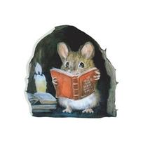 Cartoon Cute Candlelight Reading Mice Stick Mouse Hole Home Wall Decoration Wall Stickers