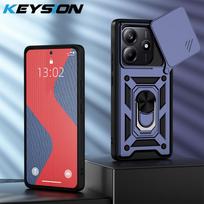 KEYSION Smūgiams atsparus dėklas, skirtas „Redmi Note 14 Pro + 5G 14 5G Slide“ fotoaparato apsauginis žiedas, telefono galinis dangtelis, skirtas „Xiaomi POCO X7“ for Redmi Note 14 5G mėlyna