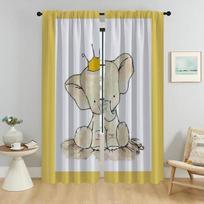 Modern Living Room Curtains 2 Pieces Elephant Carton Window Curtain Curtains for Bedroom Partition Halloween Decoration Kitchen W50xH70cmx2pcs-CL