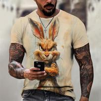 Angry Animal Pattern T Shirt Men's Gorilla Pig Printed Tees Fashion Casual Short Sleeve Round Neck Oversized Street T-Shirts S