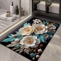 3D Trimatis Gėlės Garso Izoliacijos Absorbentas Neslystantis Kilimėlis Atsparus Purvui Geras Priežiūros Kristalinis Velvetas Namų Kilimas 40 * 60Cm gray