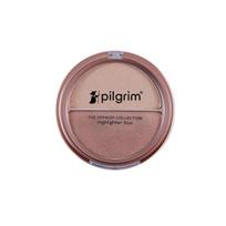Pilgrim Highlighter Duo Lightweight 11g | Long Lasting Highly Pigmented Powder | With Easy to Blend Formula | Shade Champagne Gold & Rose Gold - 01 gray