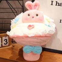 Fruit Bouquet Plush Toy Cute Lollipop Turn Into Pig Rabbit Bear Flower Plush Pillow Kids Birthday Christmas Gift 40cm