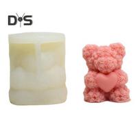 3D rožės meškiuko forma, meškiuko žvakės gamybos forma, lanksti silikoninė liejimo forma DIY rankų darbo muilams, žvakėms, epoksidinei dervai, gipsui, rankdarbiams A