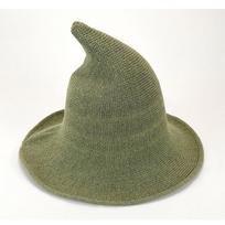 Women Witch Hat Foldable Costume Sharp Large Crochet Warm Winter Cap One Size armijos žalia spalva