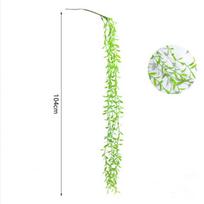 104cm Žali Dirbtiniai Lapai Augalai Vijoklis Vestuvių Vakarėlis Namų Sodo Tvora Dekoracija Ratanas Sieninis Kabinamas Pintas Vijoklis 104CM white