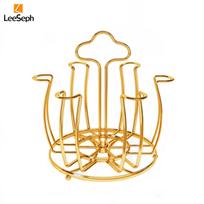 Rotating Cup Drying Rack Stand with 6 Hooks, Bottle Drainer Holder Glass Cup Spin Organizer for Kitchen Office Restaurant 1-tier beige