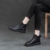 Autumn/Winter Vintage Martin Boots for Girls, Short Boots Versatile, Coarse Heels, Chelsea Women's Boots 42 juoda