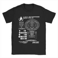 Stars Treks T Shirts Men 100% Cotton Funny T-Shirts Round Neck Tee Shirt Short Sleeve Clothes Gift Idea S juoda