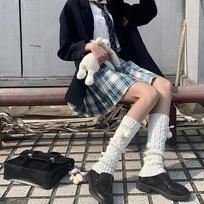 White Hairball Socks Cover Solid Color Stacking Socks Skinny Legs Jk Japanese Leg Cover Korean Version Student Versatile Lolita Autumn and Winter Thic average size gray