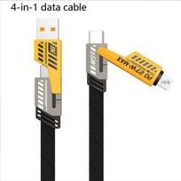 120w Dvigubas PD + Dvigubas USB Type-C/A Mobiliojo telefono įkroviklis Duomenų kabelis Tinka Apple Samsung mobiliam telefonui Type-C Įkrovimo galvutė