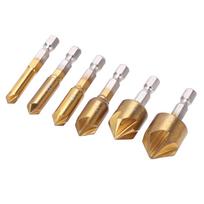 6Pcs Countersink Drill Bit Hex Shank Set Metal 90 Degree 6mm?19mm Chamfer Tool Accessory