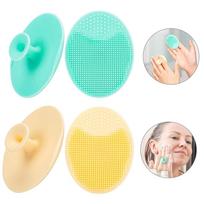 4 Pcs Face Scrubber Silicone Facial Cleansing Brush Face Exfoliator Massager Blackhead Acne Pad blue