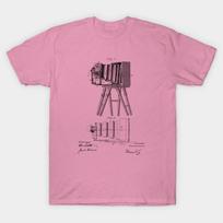 T Shirt Women Camera Vintage Patent Drawing Harajuku Print Kawaii Tshirt Summer Short Sleeve Female T-Shirt Top Tee S rožinė