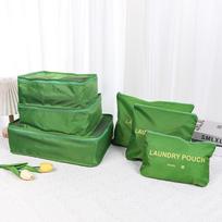 Korėjietiškas kelioninis laikymo krepšių 6 dalių rinkinys su logotipu 40x30x12 cm žalia